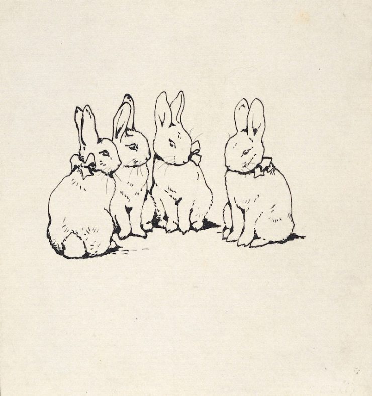 ビアトリクス・ポター 《私家版『ピーターラビットのおはなし』の表紙絵のためのインク画》 英国ナショナル・トラスト所蔵 ©FrederickWarne&Co.,2016